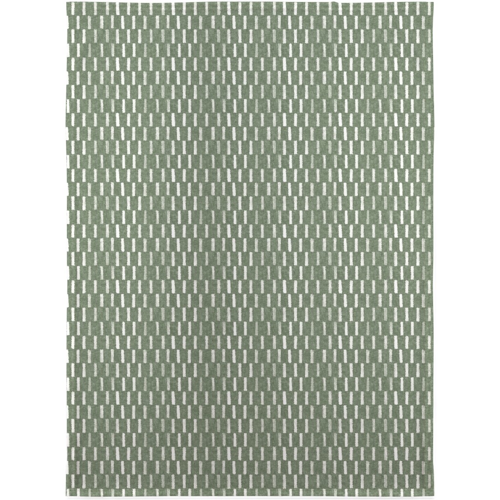 Block Print Dash - Sage Blanket, Plush Fleece, 30x40, Green