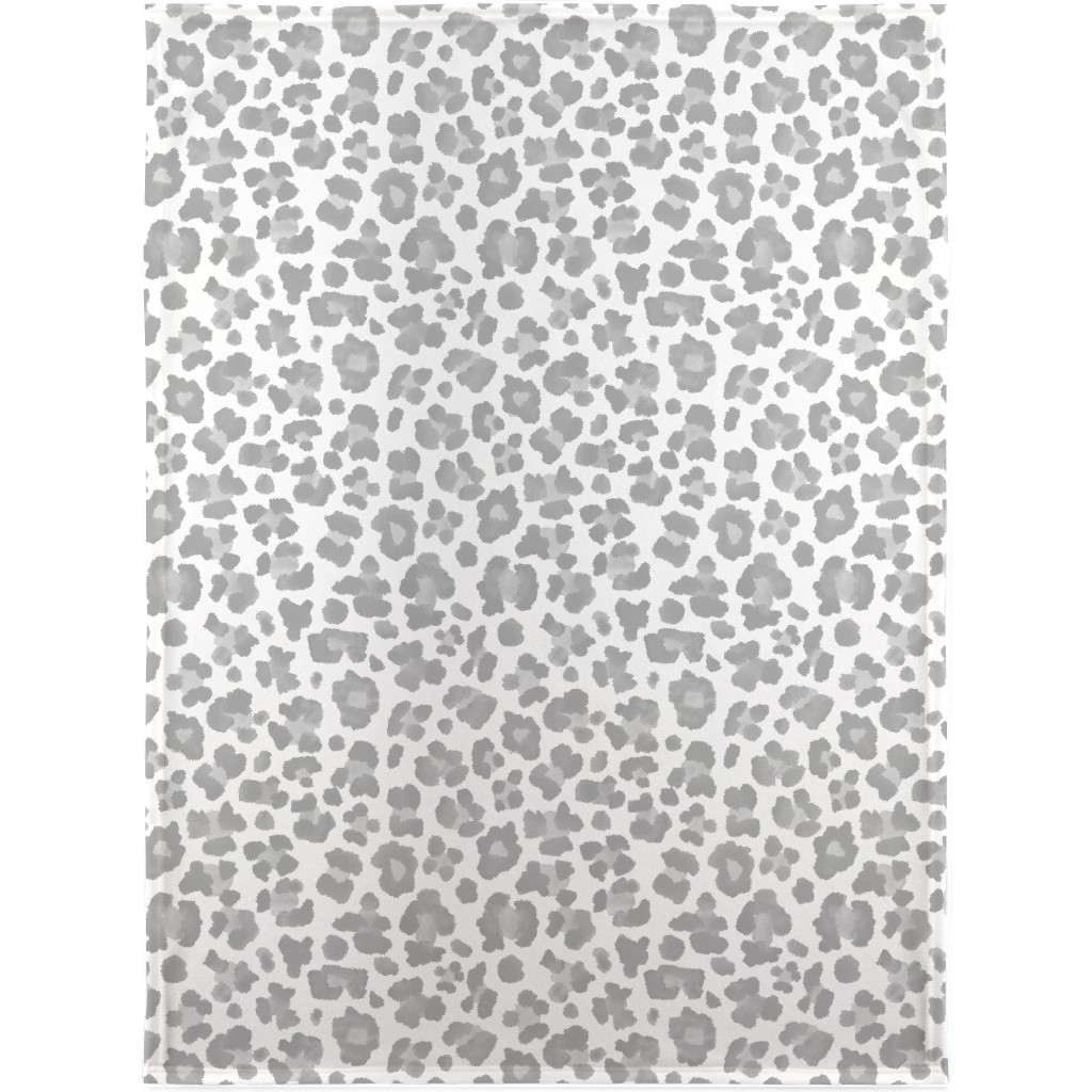 Light Grey Leopard Print Blanket, Plush Fleece, 30x40, Gray, Gray