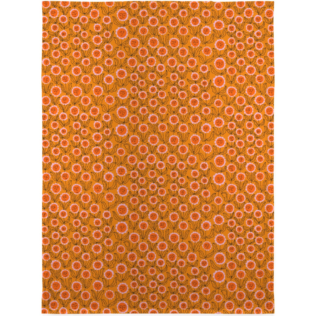 Happy Marigold Vine - Orange Blanket, Plush Fleece, 30x40, Orange