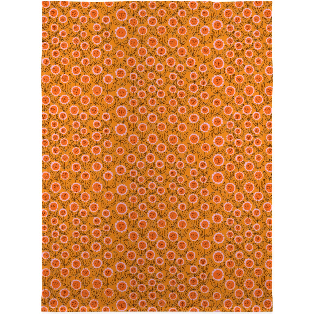 Happy Marigold Vine - Orange Blanket, Plush Fleece, 30x40, Orange, Orange
