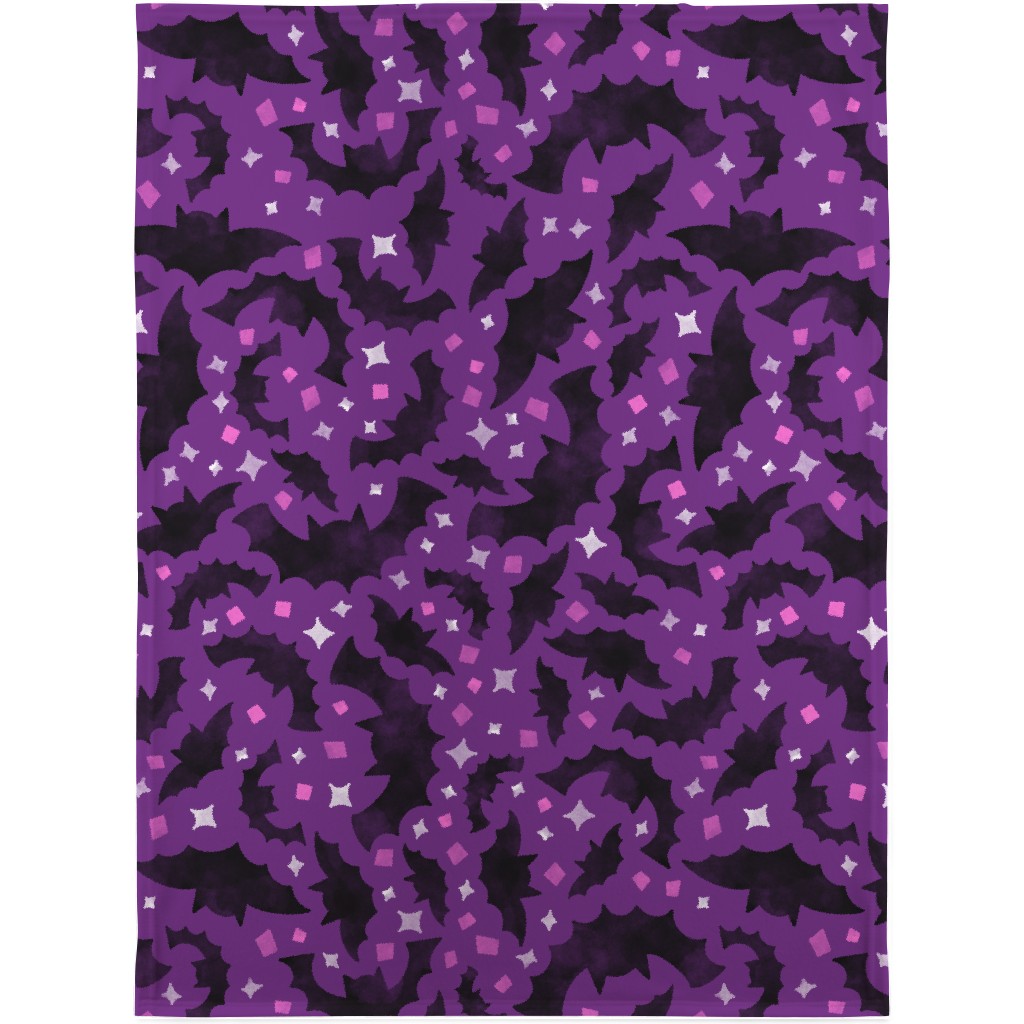 Bats & Sparkles Blanket, Plush Fleece, 30x40, Purple