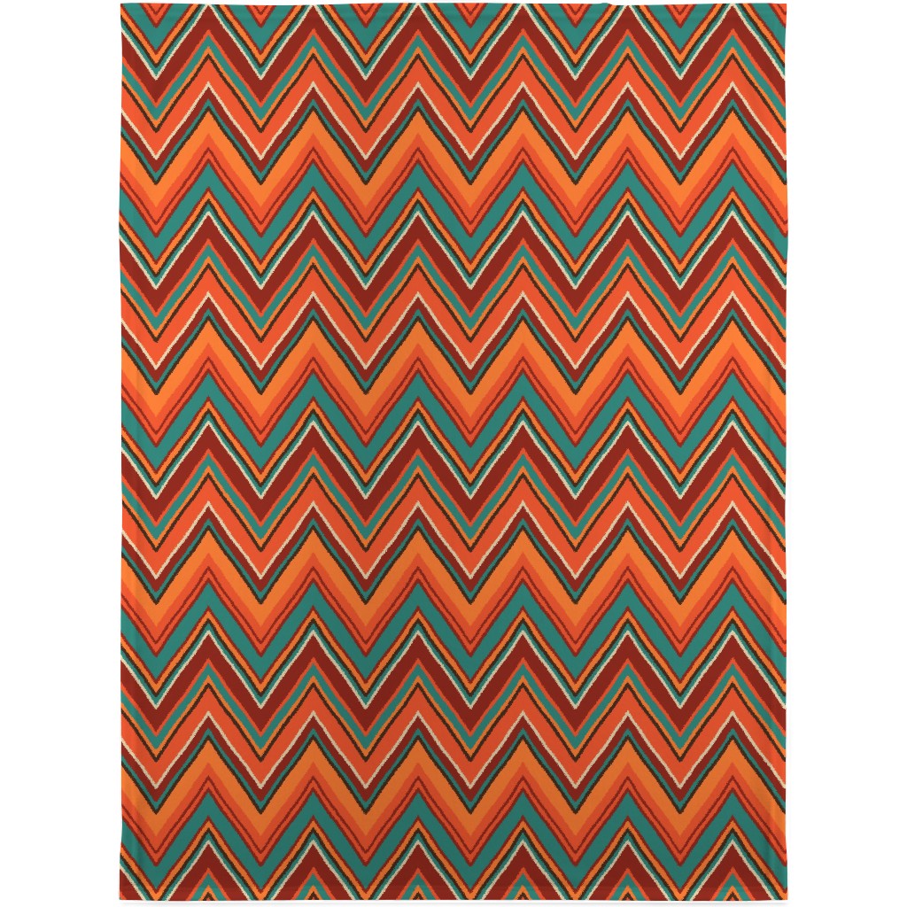 Chevron - Orange and Teal Blanket, Plush Fleece, 30x40, Orange