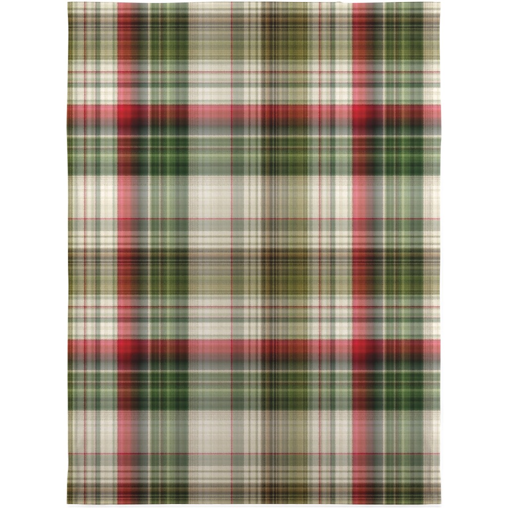 Christmas Plaid - Green, White and Red Blanket, Plush Fleece, 30x40, Green