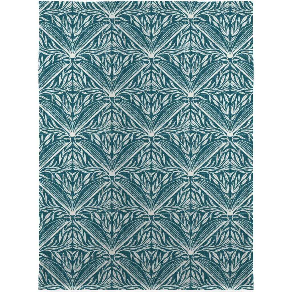 Literary Damask in Teal Blanket, Plush Fleece, 30x40, Blue, True Blue
