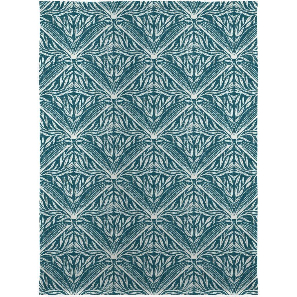 Literary Damask in Teal Blanket, Plush Fleece, 30x40, Blue