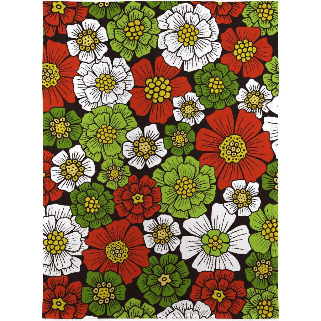 Christmas Floral - Red and Green Blanket, Plush Fleece, 30x40, Multicolor