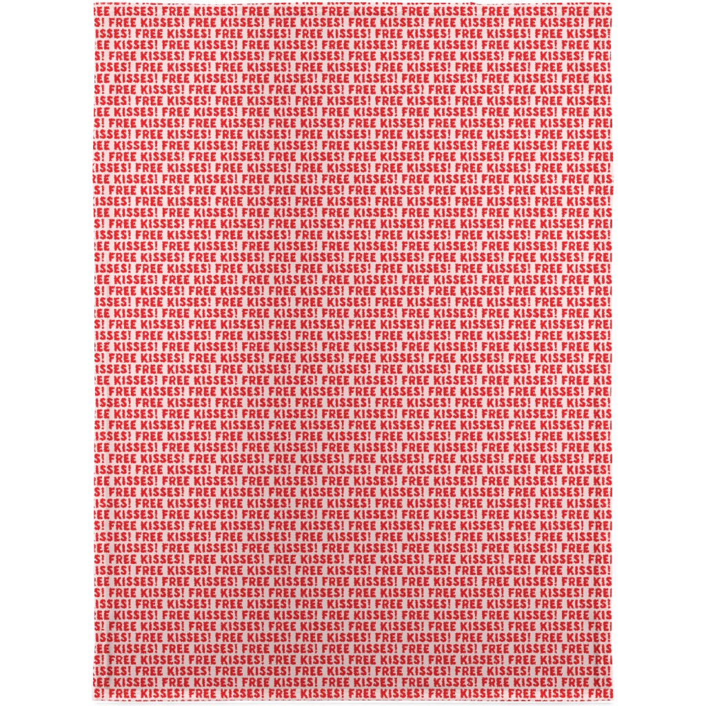 Free Kisses! - Red on Pink Blanket, Plush Fleece, 30x40, Red, Red