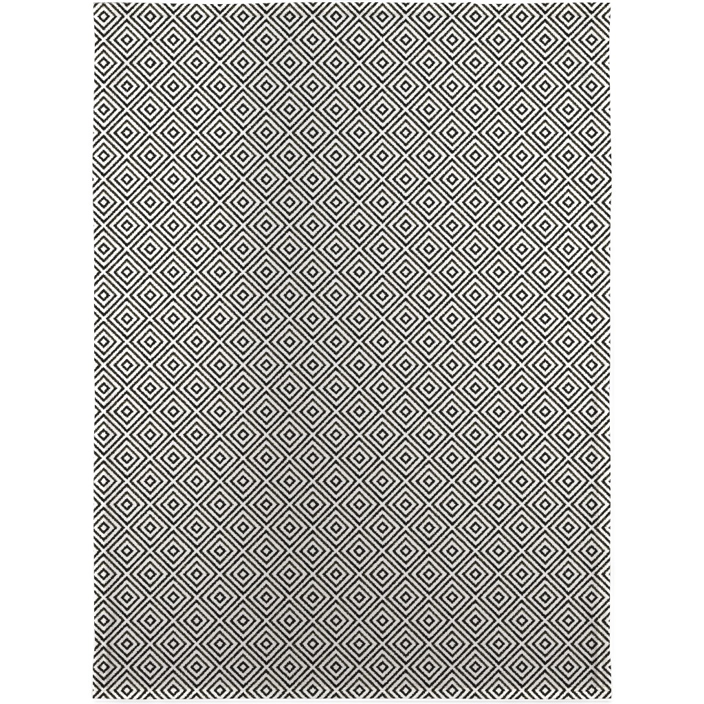 Diamond Pattern - Black and White Blanket, Plush Fleece, 30x40, Black, Black