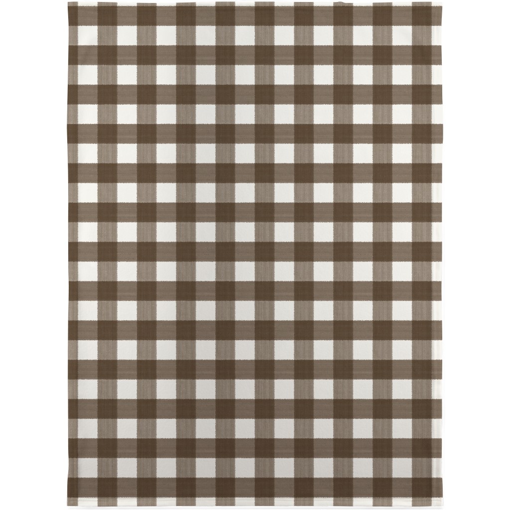 Cross Hatch Plaid Blanket, Plush Fleece, 30x40, Brown, Granite