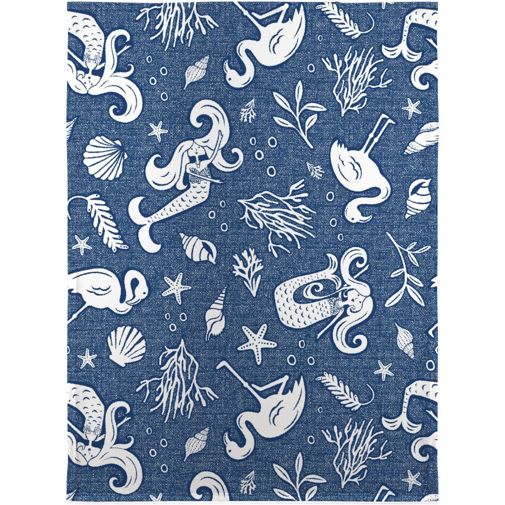 Beachy Keen - Blue Blanket, Plush Fleece, 30x40, Blue, True Blue