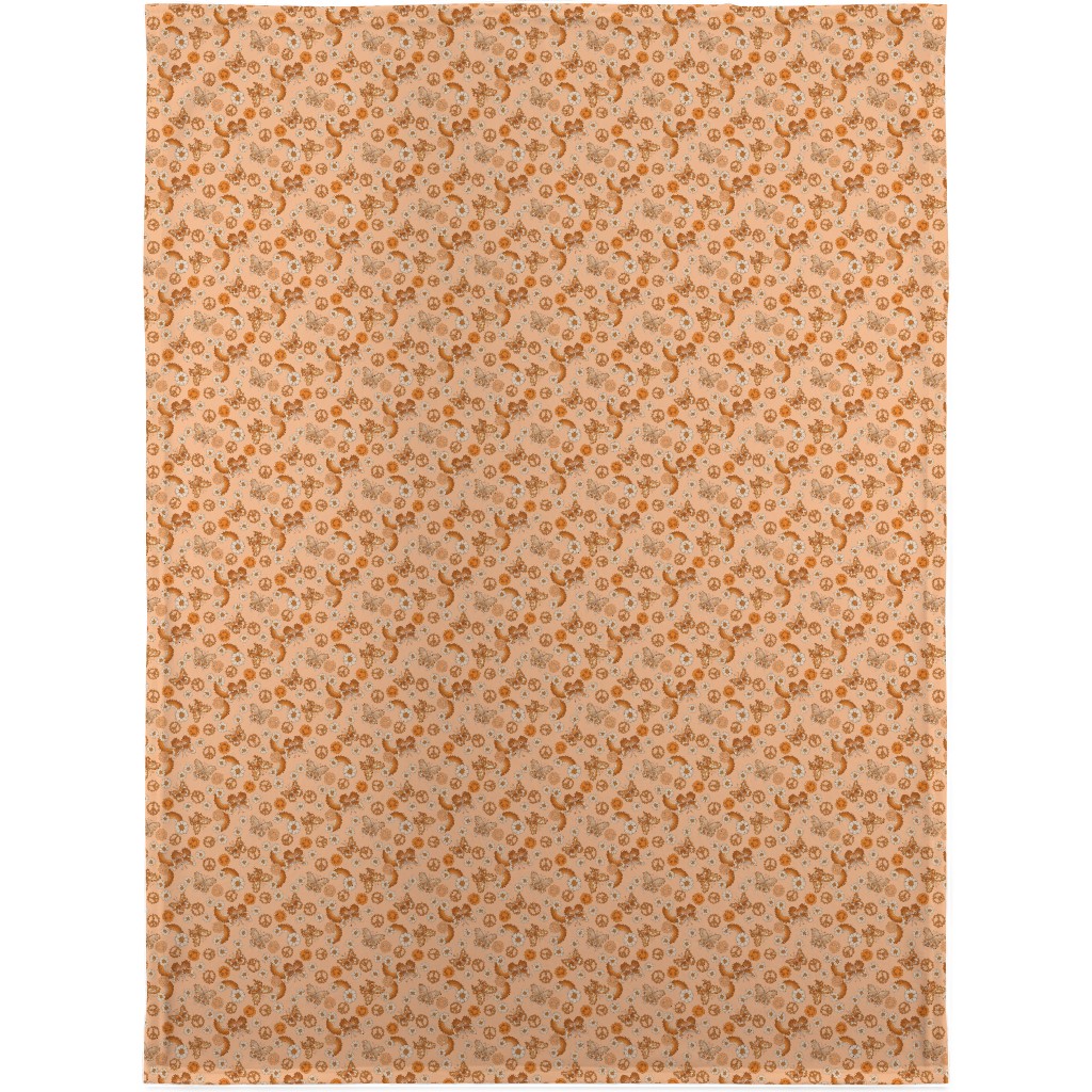 Peace Butterfly Boho - Orange Blanket, Plush Fleece, 30x40, Orange