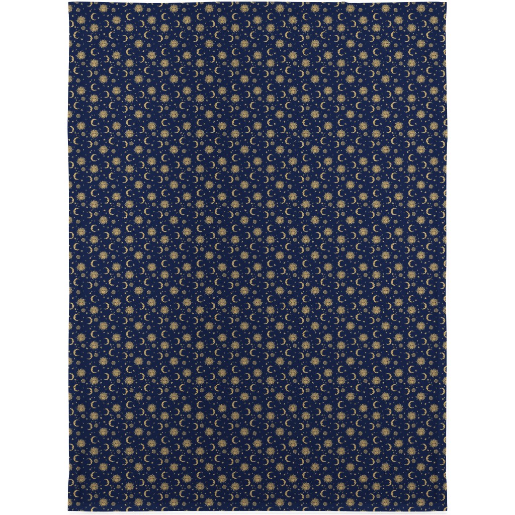 Sun Moon and Stars - Dark Blanket, Plush Fleece, 30x40, Blue