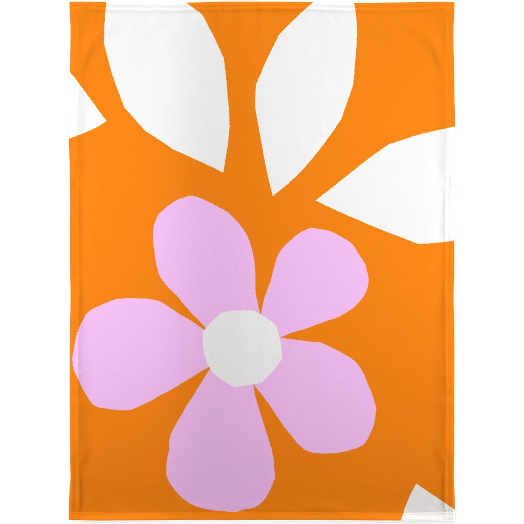 Retro Bloom Happy Floral Collage - Multi Blanket, Plush Fleece, 30x40, Pink, Bright Pink