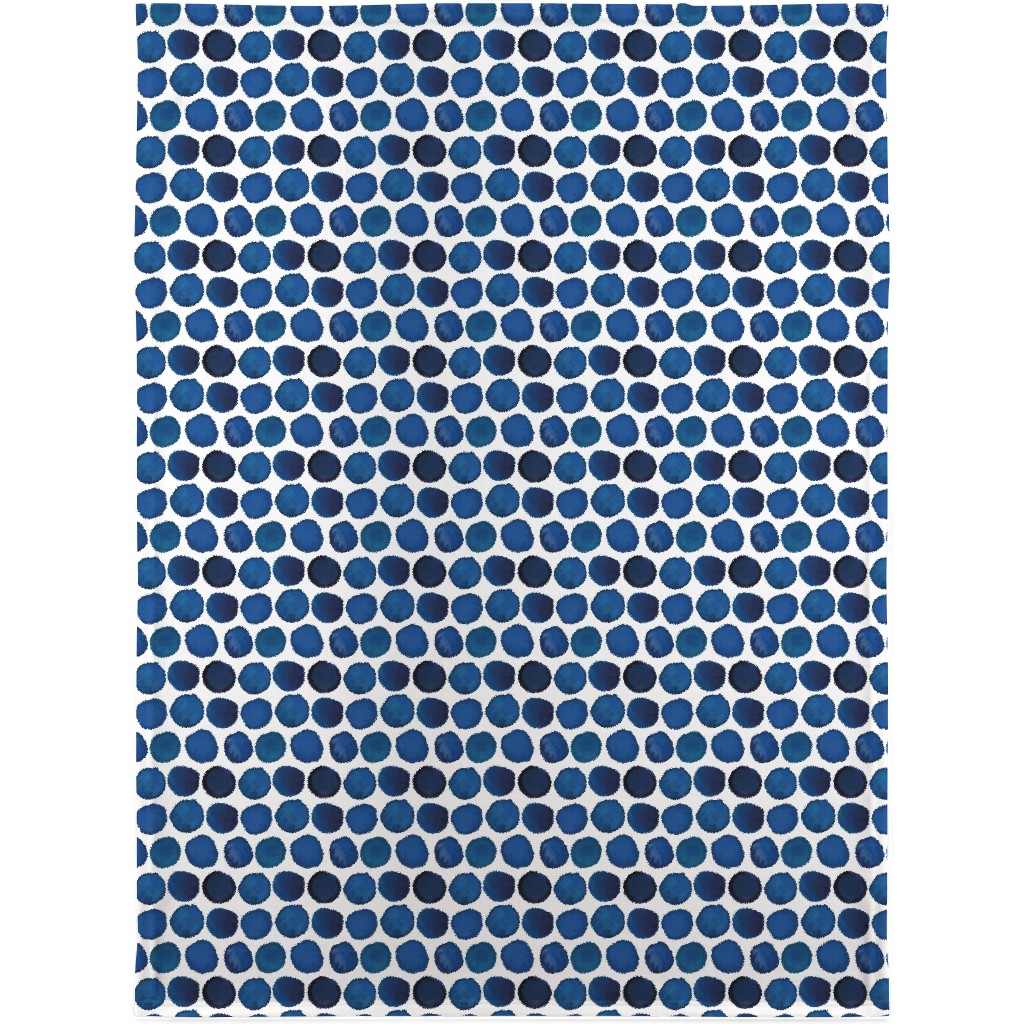 Watercolor Dots - Dark Blanket, Plush Fleece, 30x40, Blue