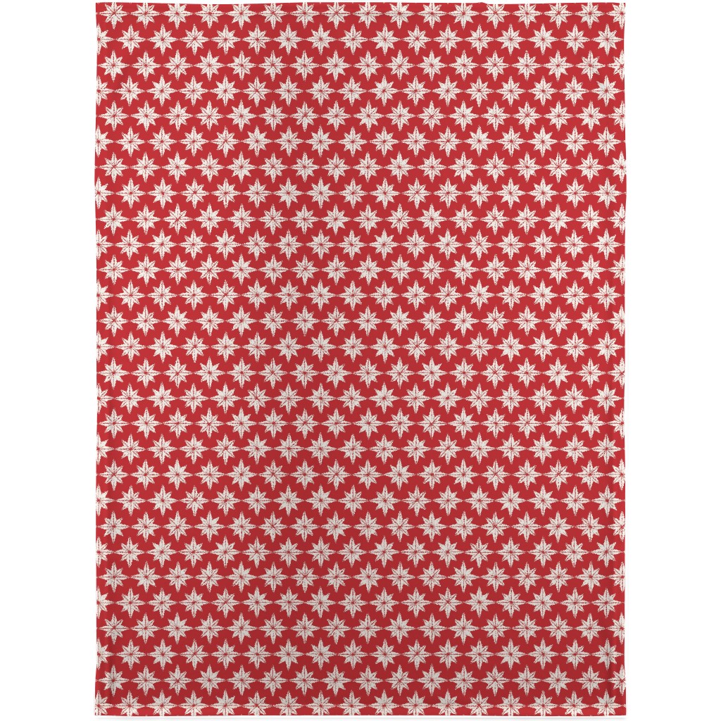 Christmas Star Tiles Blanket, Plush Fleece, 30x40, Red