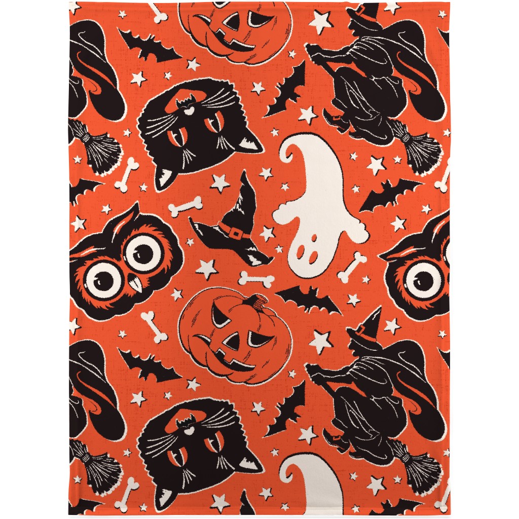 Vintage Halloween - Orange Blanket, Plush Fleece, 30x40, Orange