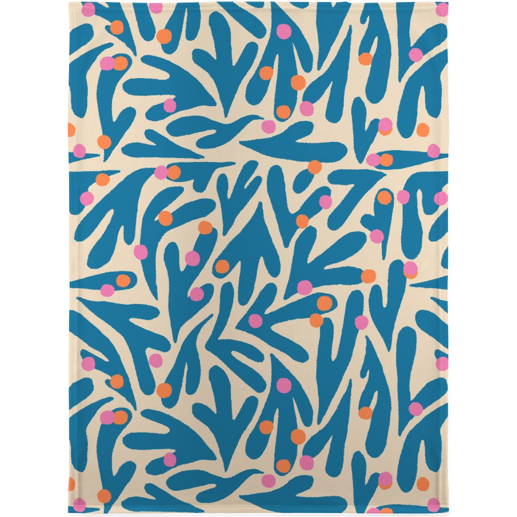 Funky Floral - Blue and White Blanket, Plush Fleece, 30x40, Blue, True Blue