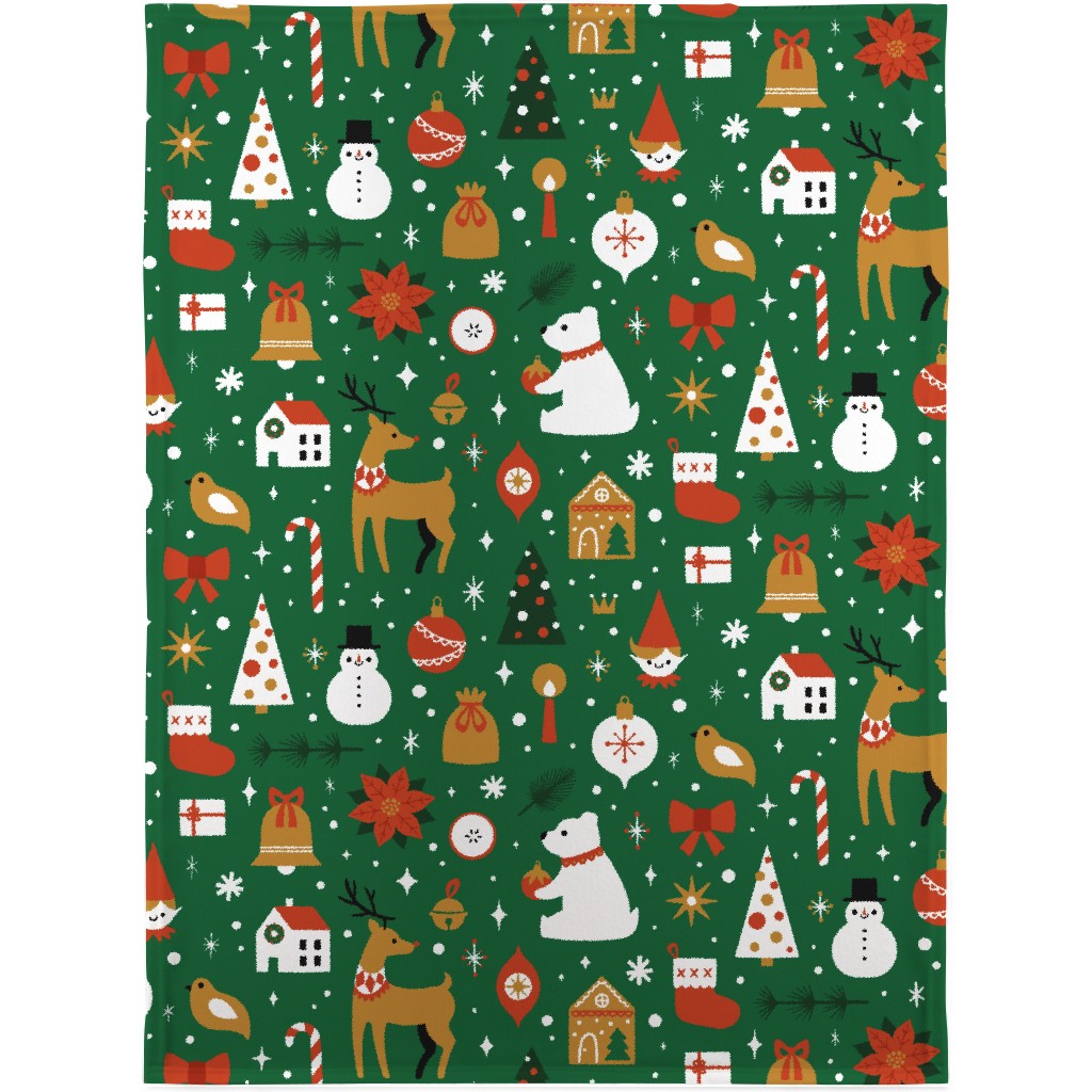 Traditional Christmas - Green Blanket, Plush Fleece, 30x40, Multicolor