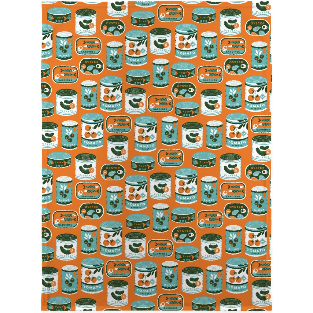 Canned Goods Blanket, Plush Fleece, 30x40, Orange, Fawn