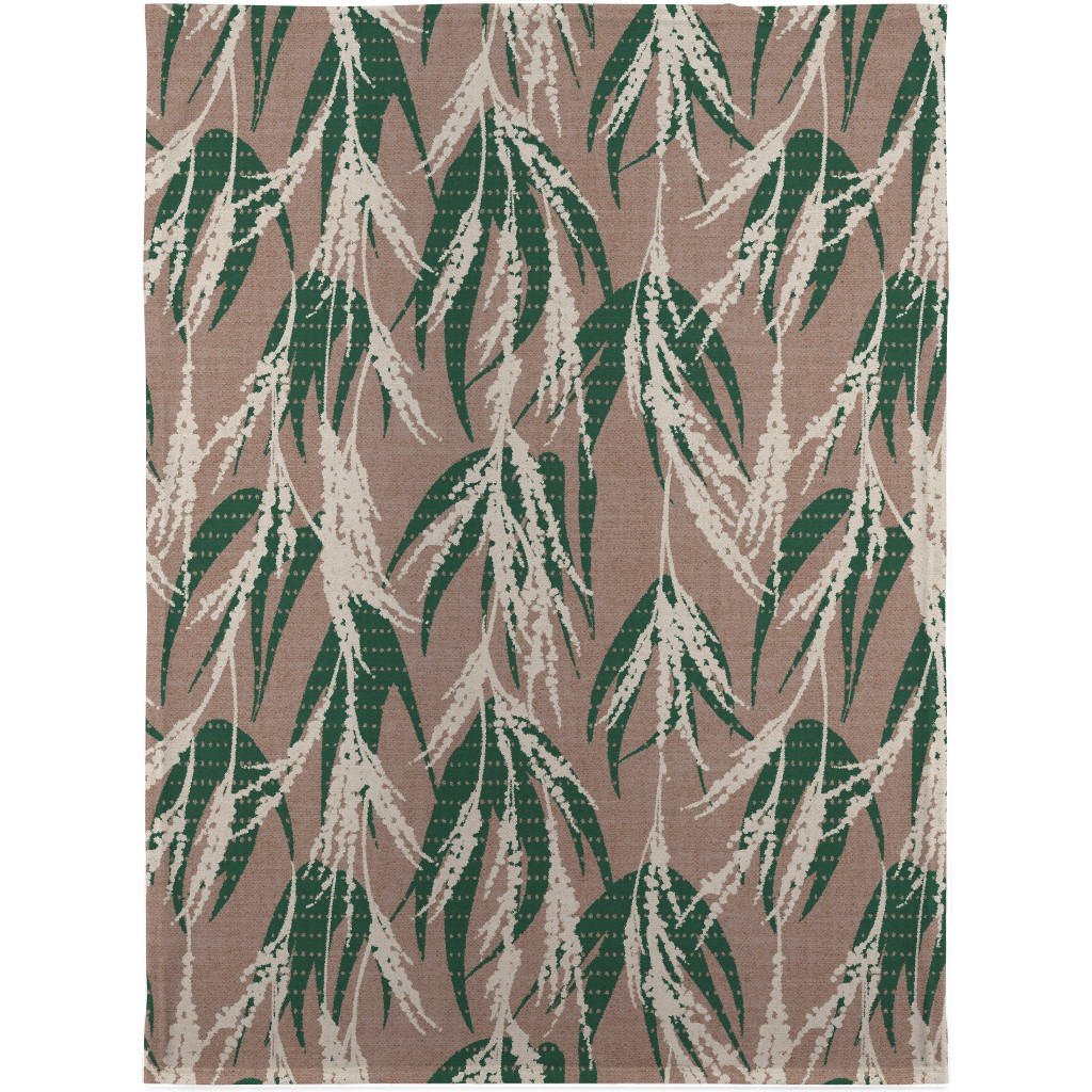 Vintage Palm Blanket, Plush Fleece, 30x40, Beige