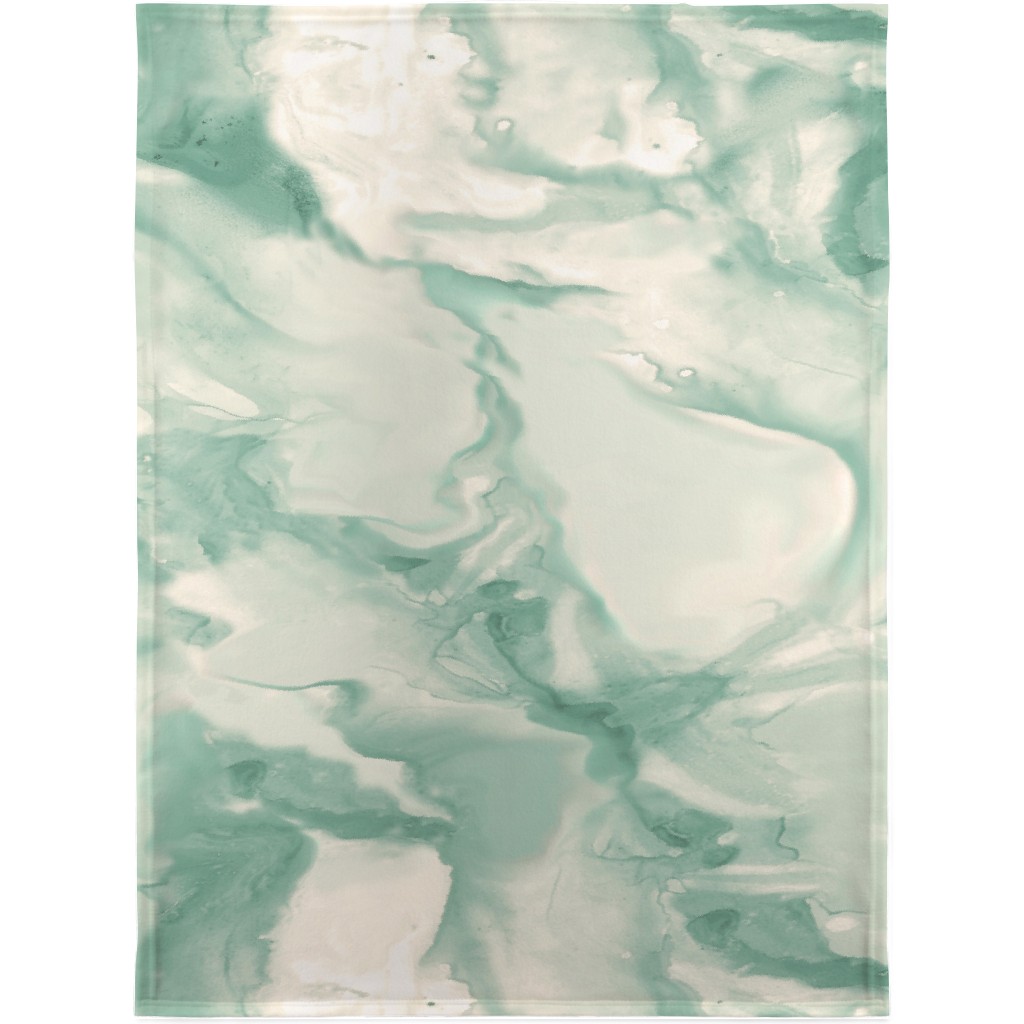 Abstract Watercolor Marble Blanket, Plush Fleece, 30x40, Green, Mantis