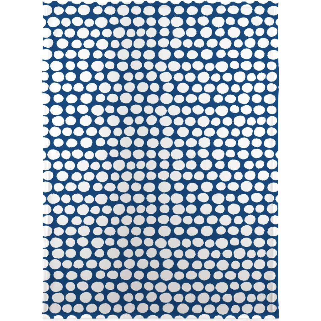 Jumbo Peas - Deep Blue and White Blanket, Plush Fleece, 30x40, Blue