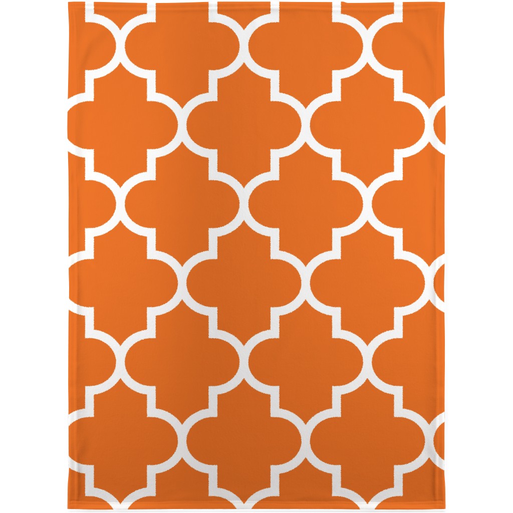 Quatrefoil - Orange Blanket, Plush Fleece, 30x40, Orange