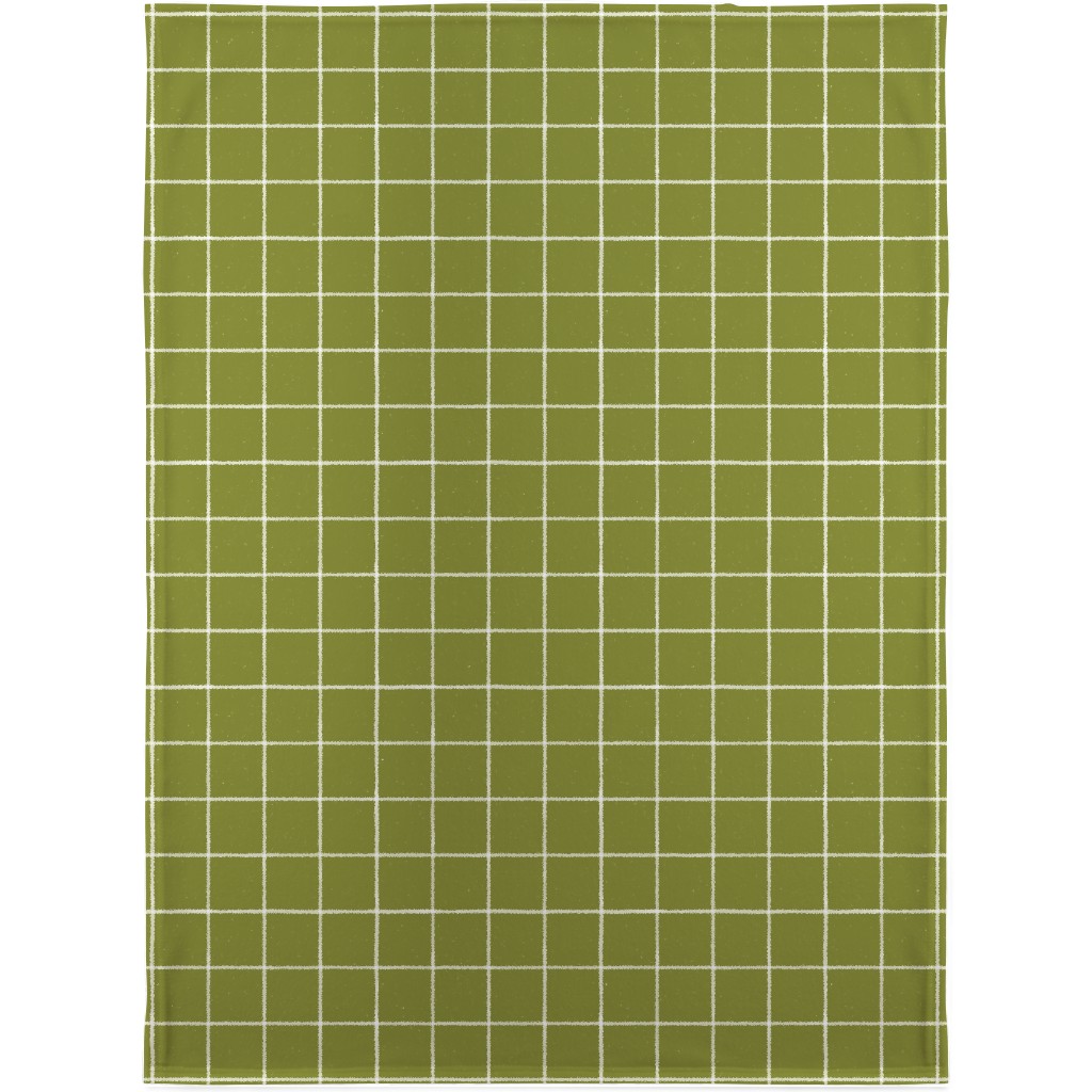 Watercolor Windowpane - Green Blanket, Plush Fleece, 30x40, Green, Classic Green