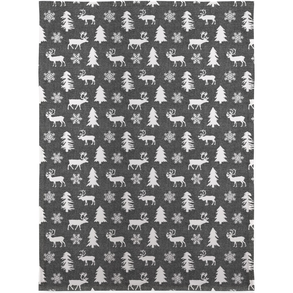 Winter Forest on Canvas Blanket, Plush Fleece, 30x40, Gray, Gray