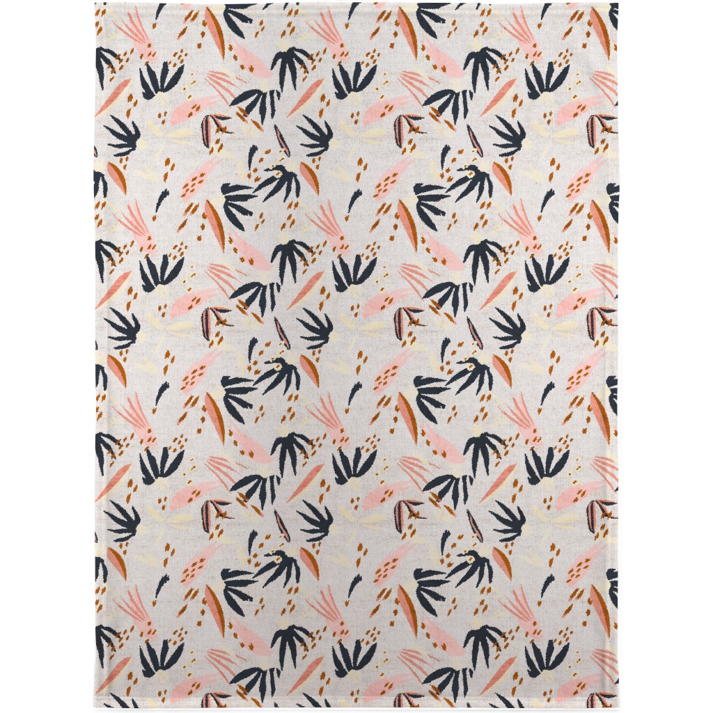 French Linen Floral - Pink Blanket, Plush Fleece, 30x40, Pink, Bright Pink