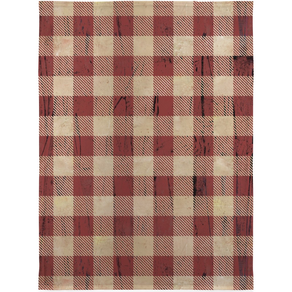 Rustic Buffalo Plaid - Red Blanket, Plush Fleece, 30x40, Red