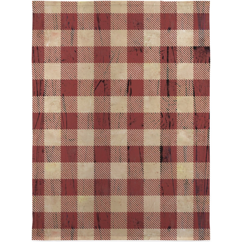Rustic Buffalo Plaid - Red Blanket, Plush Fleece, 30x40, Red, Red