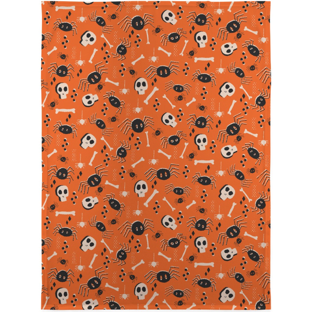 Vintage Halloween - Orange and Black Blanket, Plush Fleece, 30x40, Orange