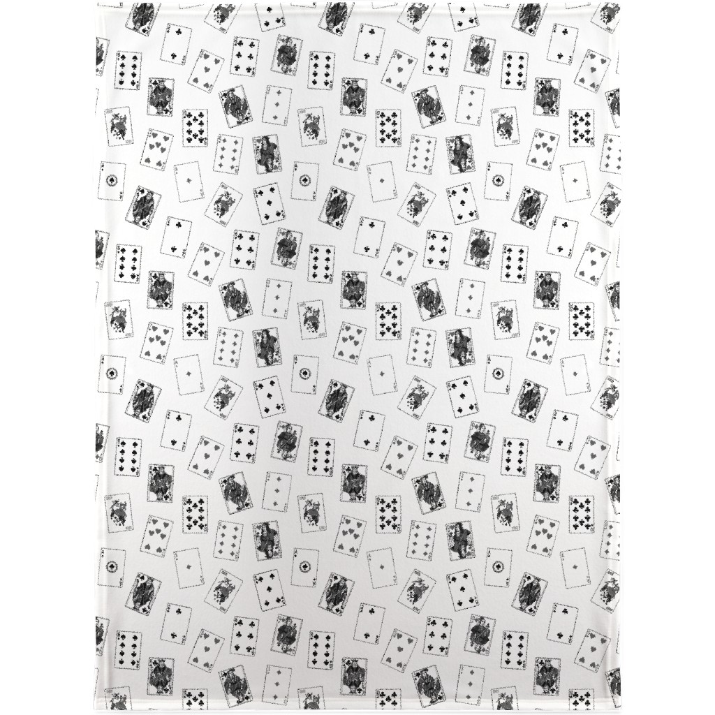 Scattered Playing Cards Blanket, Plush Fleece, 30x40, White, Quarry