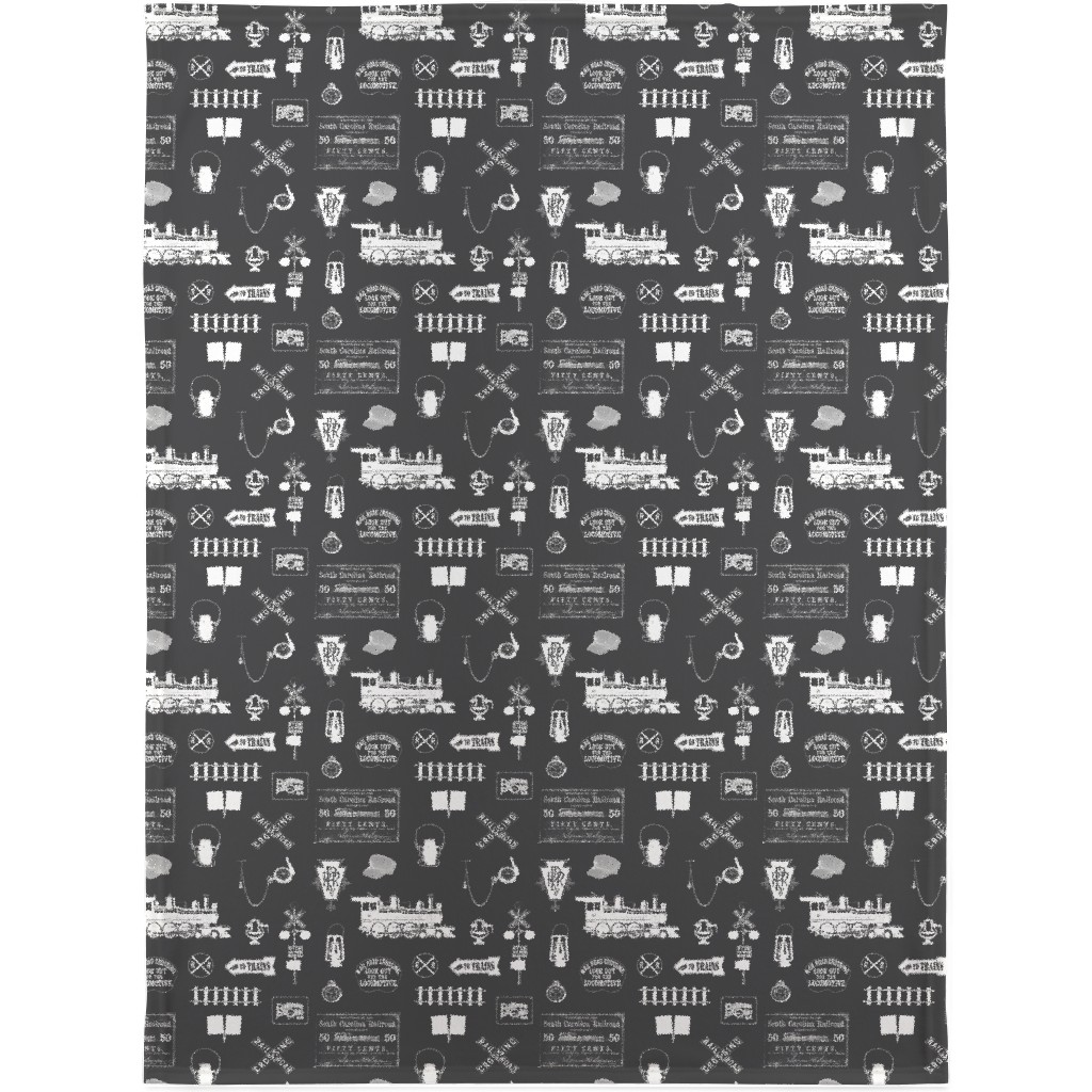 Railroad Blanket, Plush Fleece, 30x40, Gray, Flint