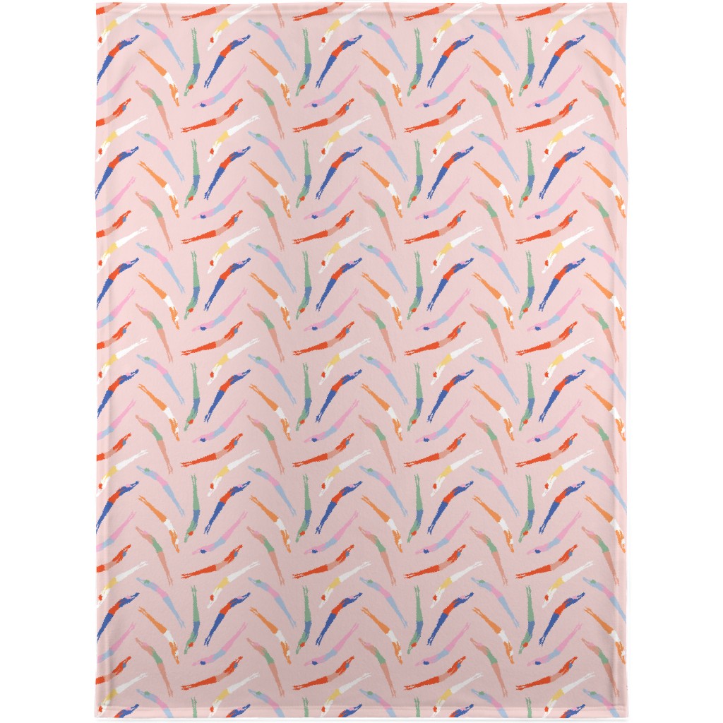 Art Deco Divers - Pink Blanket, Plush Fleece, 30x40, Pink