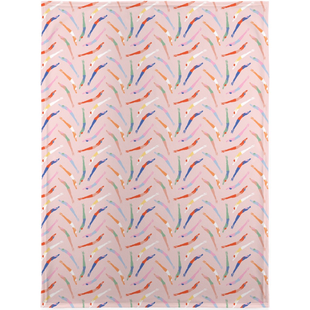 Art Deco Divers - Pink Blanket, Plush Fleece, 30x40, Pink, Bright Pink