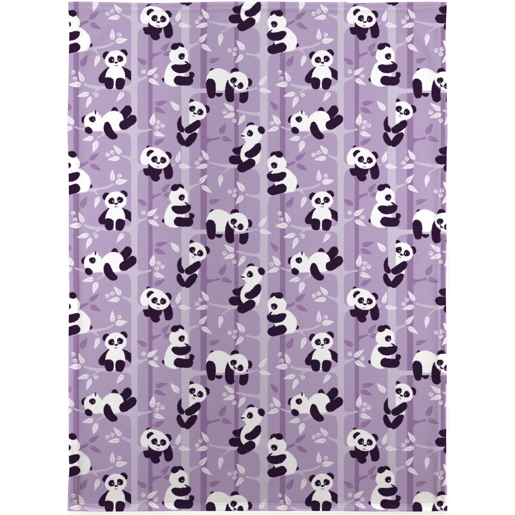 Pandas and Bamboo Blanket, Plush Fleece, 30x40, Purple, Iris