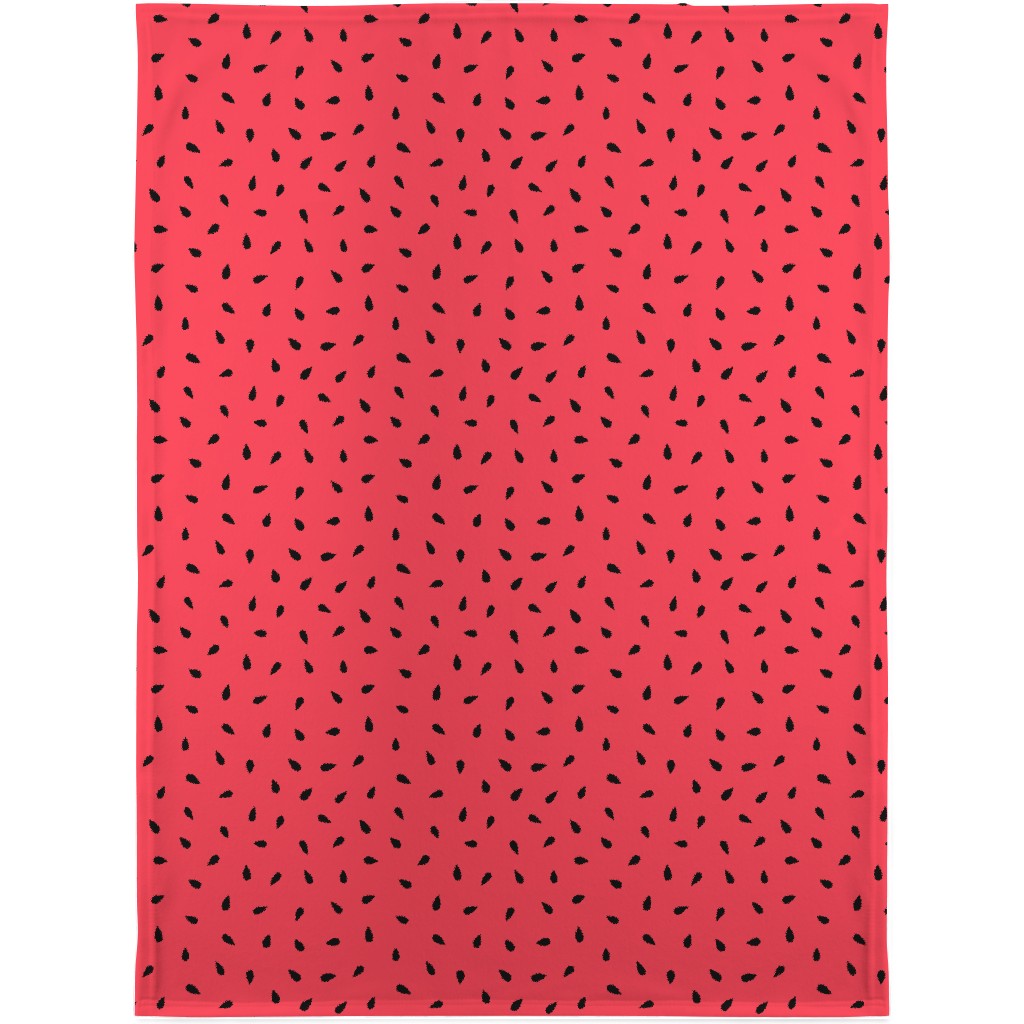 Watermelon Fruit Seeds Blanket, Plush Fleece, 30x40, Red