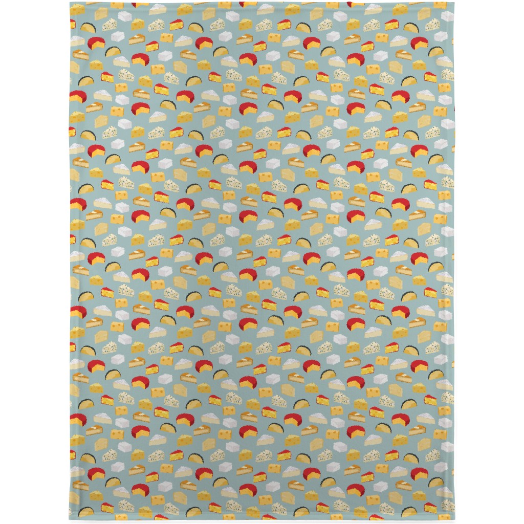 Cheeses Foodie - Blue Blanket, Plush Fleece, 30x40, Multicolor