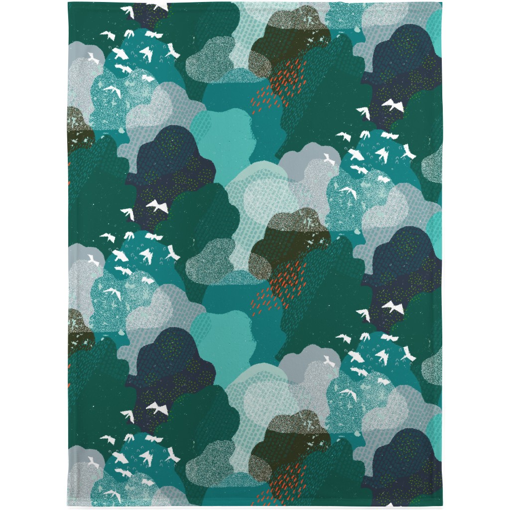 Forest Bird's Eye View - Green Blanket, Plush Fleece, 30x40, Green, Classic Green