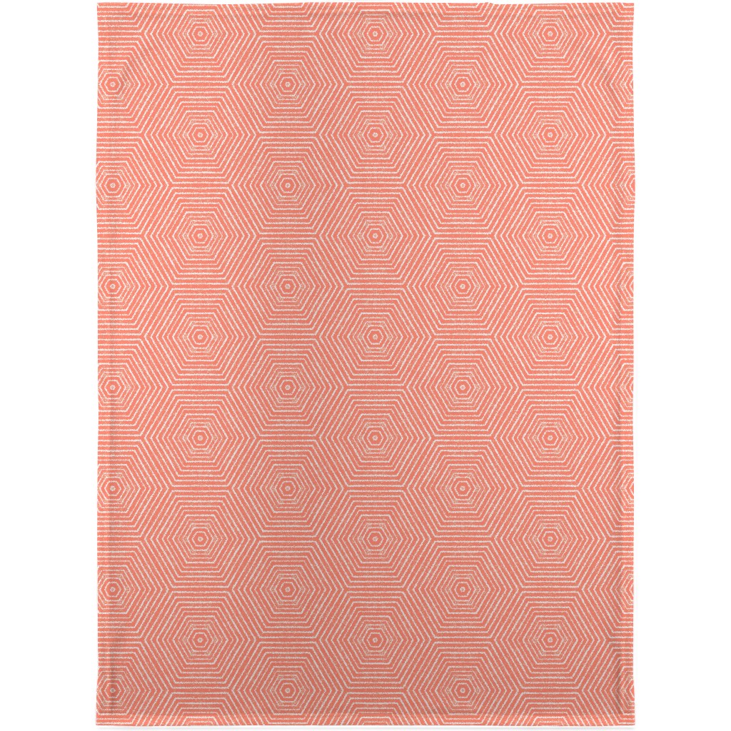 Concentric Hexagons Blanket, Plush Fleece, 30x40, Orange