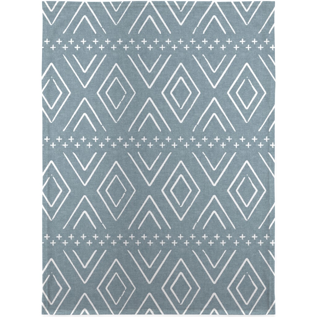 Farmhouse Diamonds Blanket, Plush Fleece, 30x40, Blue, Wheat