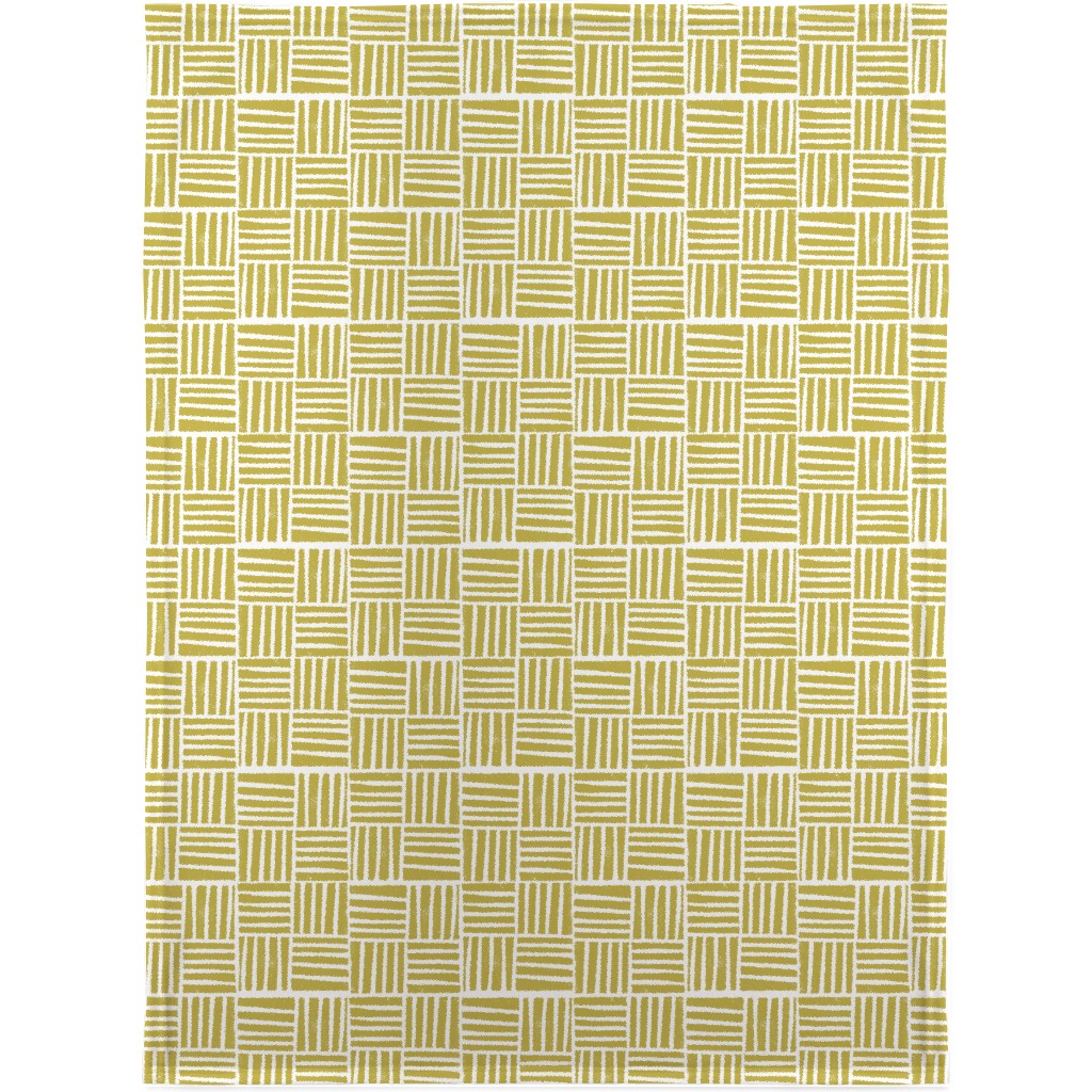Thatch Stripe Grid - Yellow Blanket, Plush Fleece, 30x40, Yellow, Classic Yellow