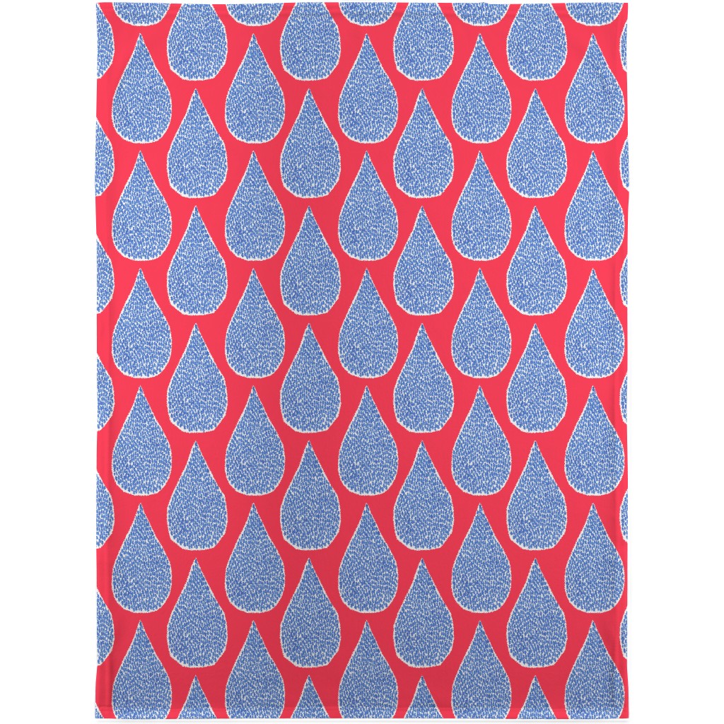 April Showers Rain Drops - Red Blanket, Plush Fleece, 30x40, Red, Red