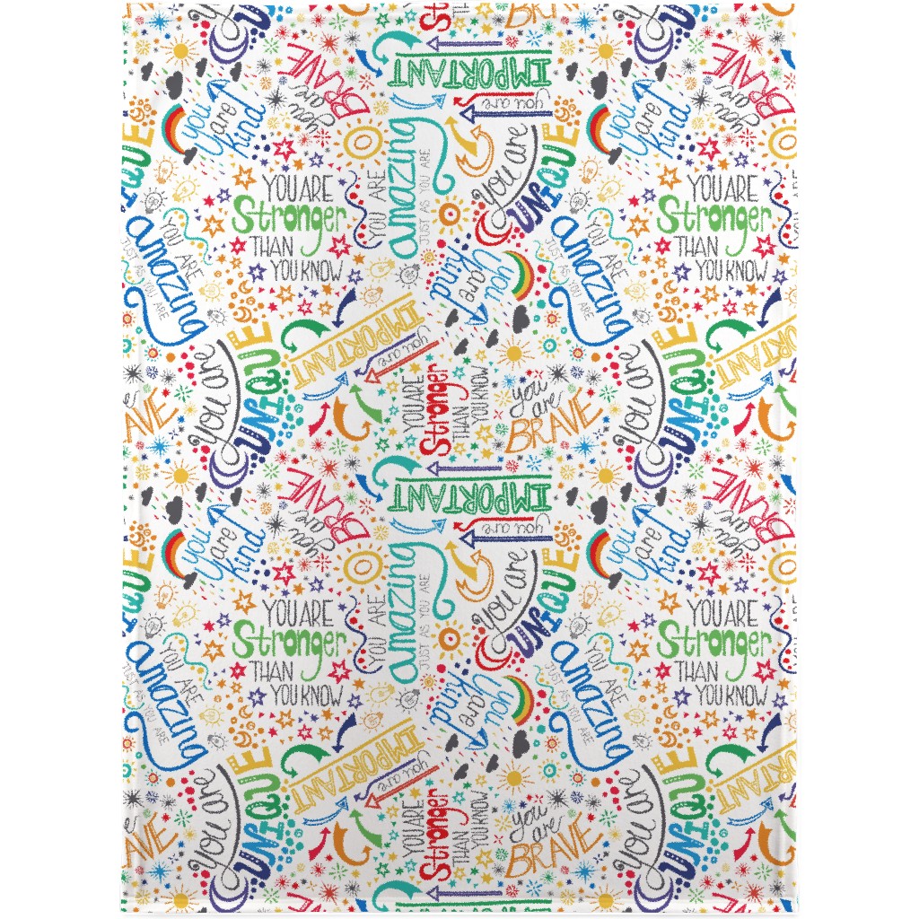 Affirmations Blanket, Plush Fleece, 30x40, Multicolor, White