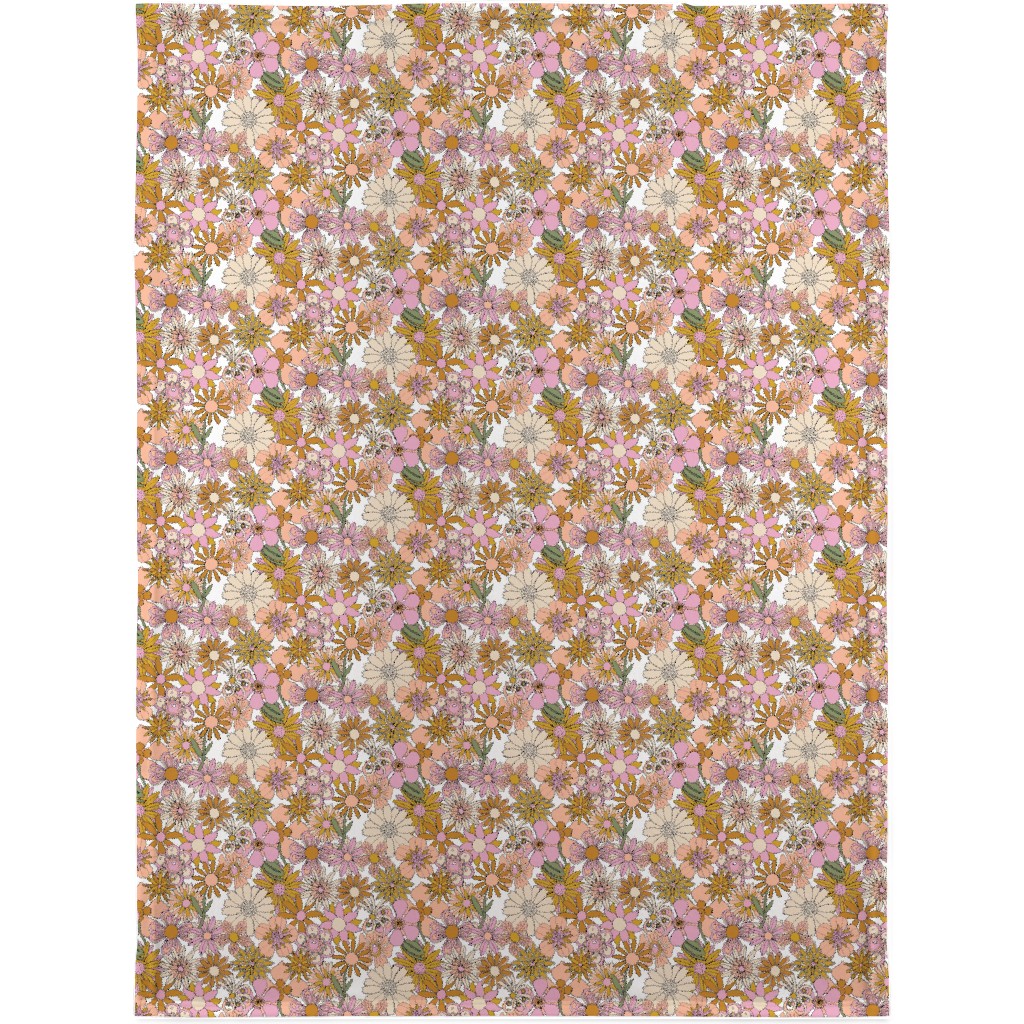 Chelsea Vintage Floral Garden - Pink Blanket, Plush Fleece, 30x40, Pink, Bright Pink