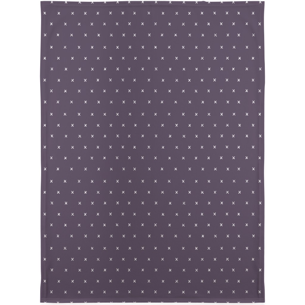 Criss Crosses on Purple Blanket, Plush Fleece, 30x40, Purple