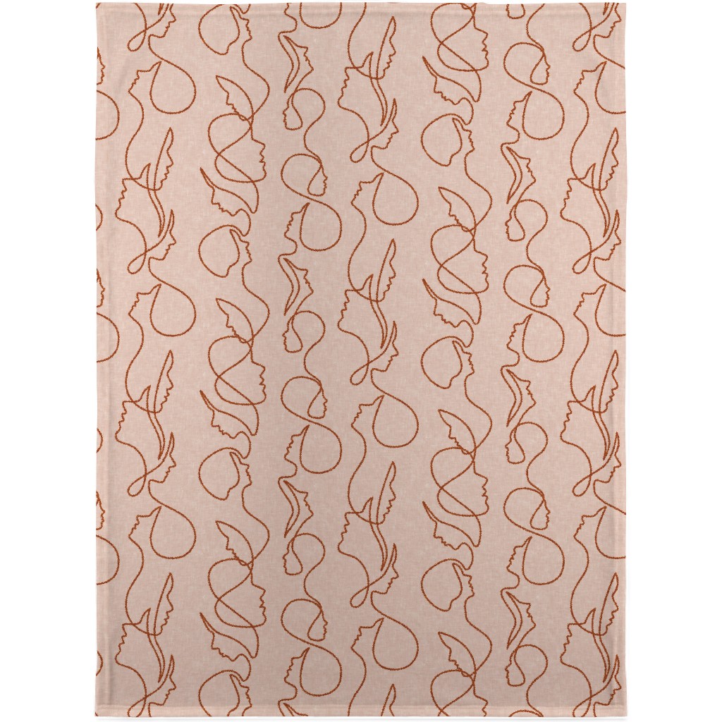 Aria - Flowing Faces - Blush and Brick Blanket, Plush Fleece, 30x40, Pink