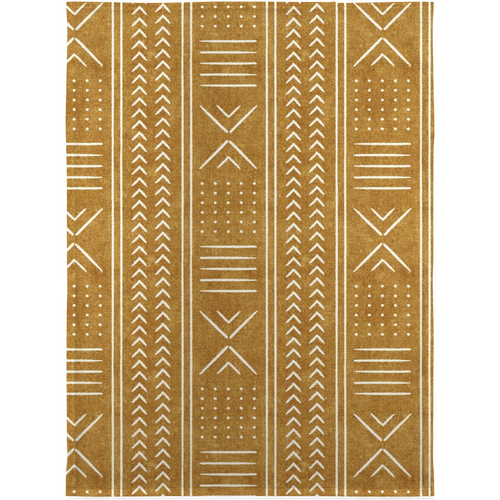 Mudcloth - Mustard Blanket, Plush Fleece, 30x40, Yellow, Classic Yellow